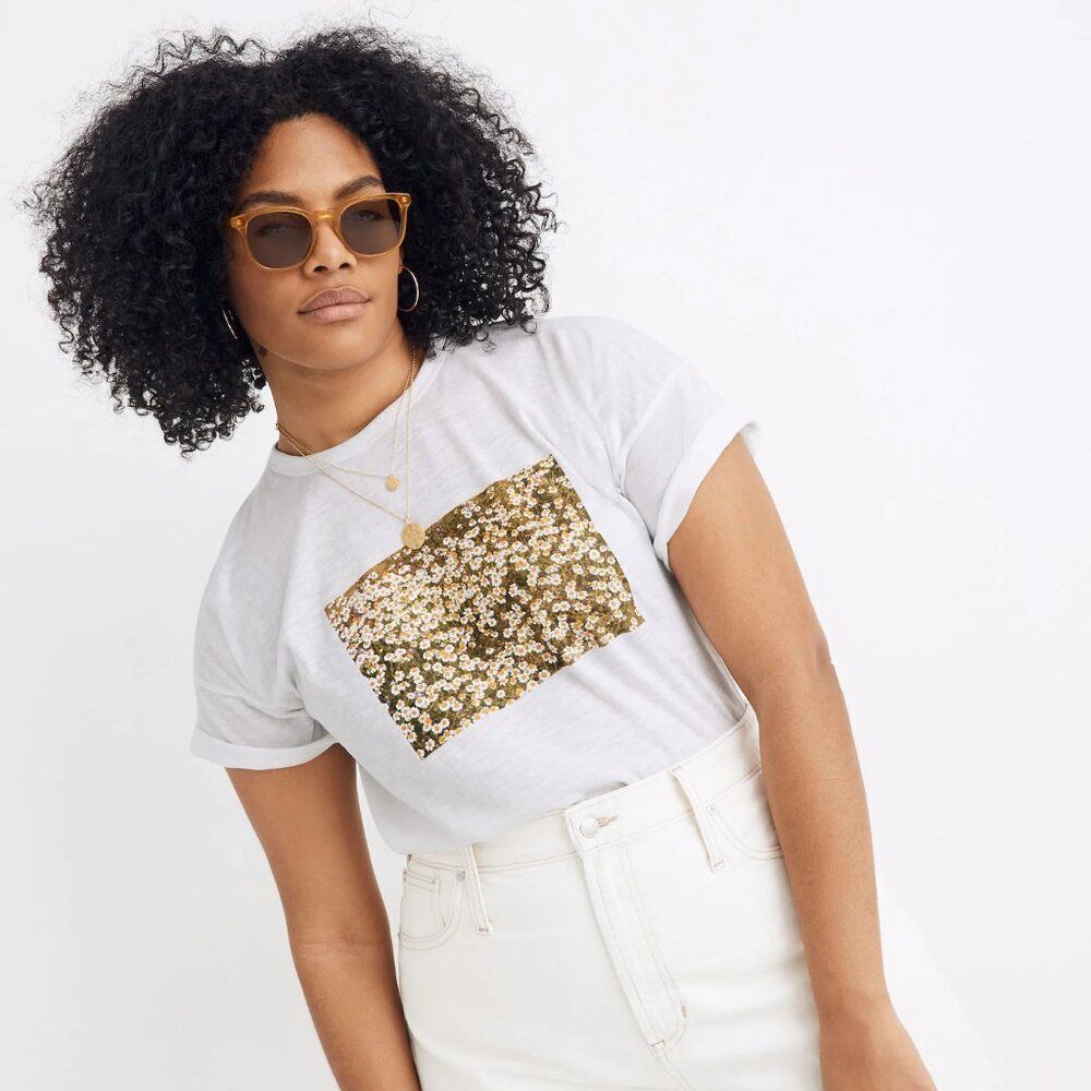 Daisy Meadow Graphic Whisper Cotton Rib-Crewneck Tee